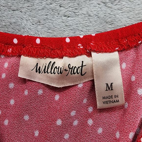 Buckle Willow & Root Top Womens M Red White Polka Dot Ruched Ruffle Tank Keyhole - Picture 5 of 9